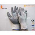 Guantes de trabajo revestidos de nitrilo gris Nylon gris 13G (DNN338)